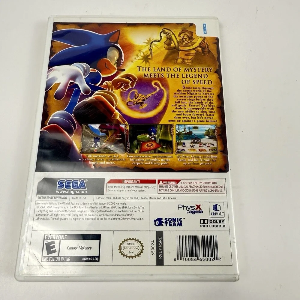 Sonic And The Secret Rings Nintendo Wii Game Complete Manual Tested & Working